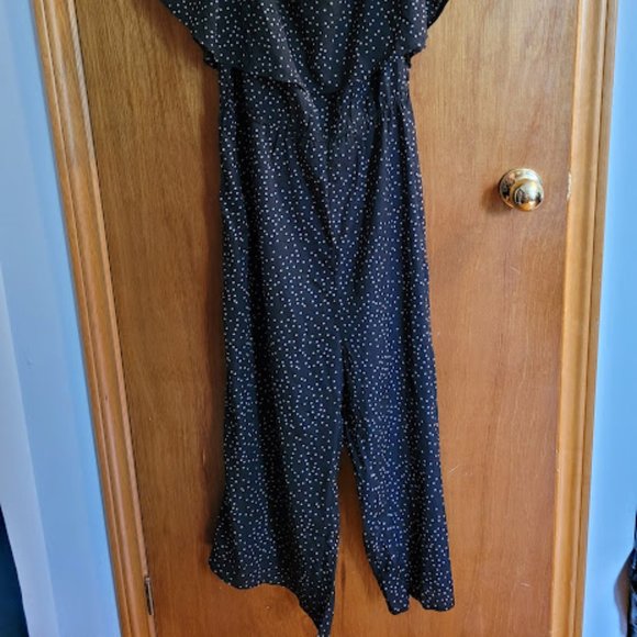 ASOS OHS Black Polka Dot Off Shoulder Jumpsuit 1x - Picture 2 of 8